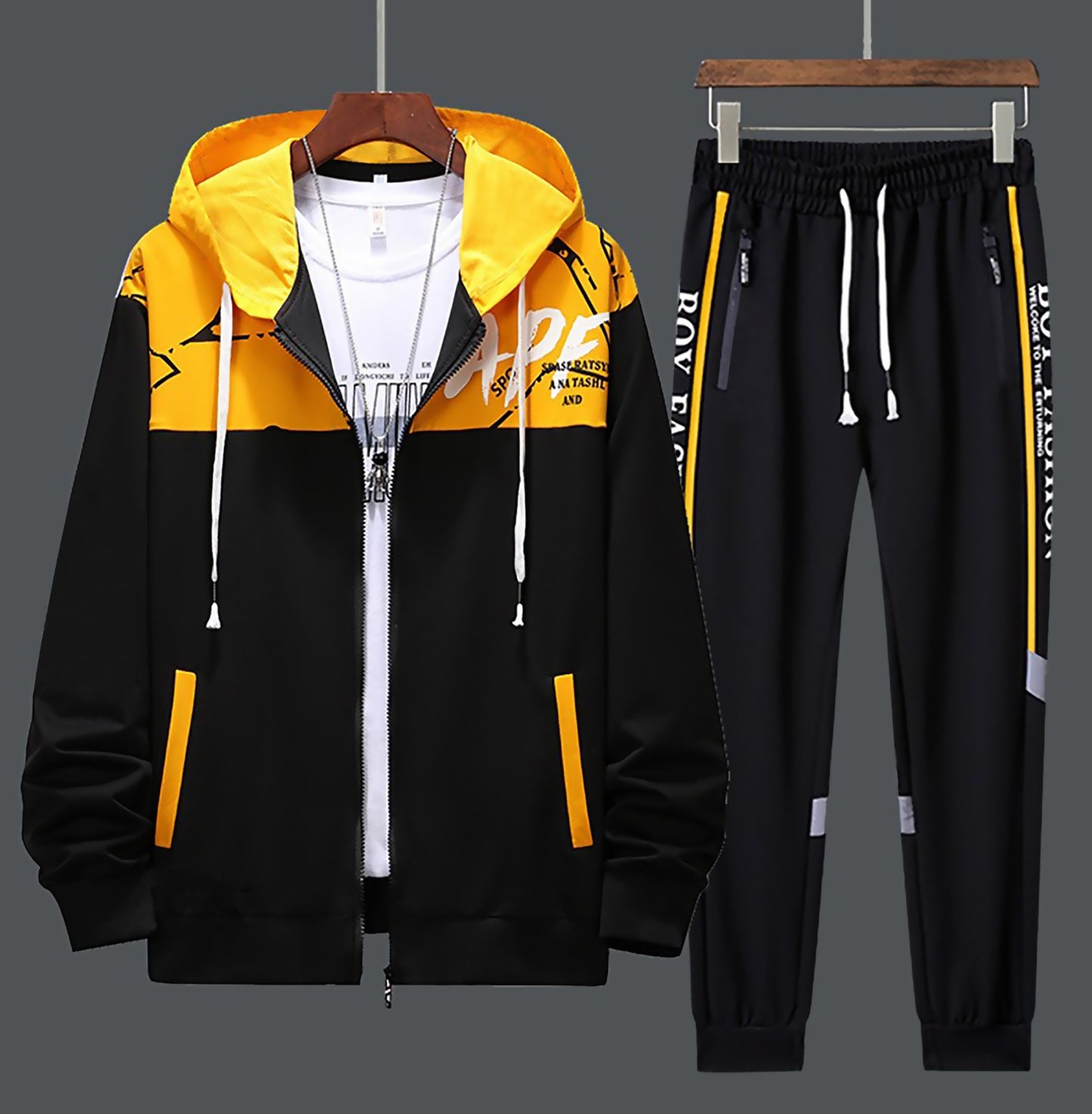 Printed Hooded Tracksuit For Men