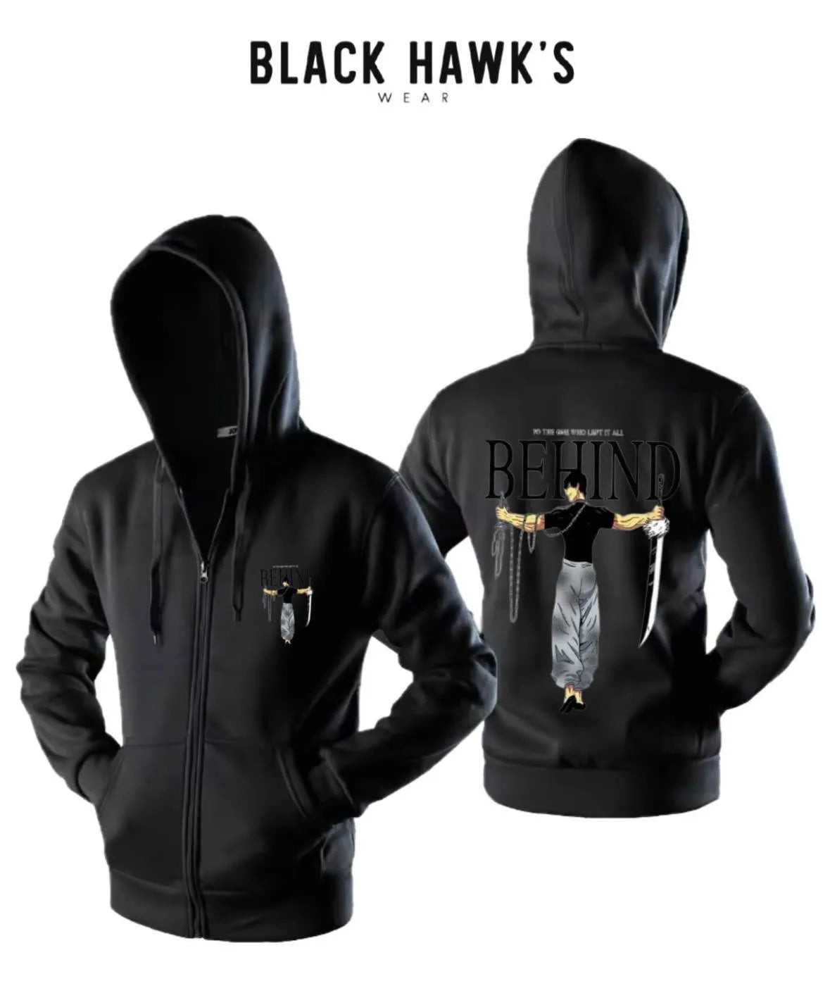 BLACK ZIPPER HOODIE FOR BOYS