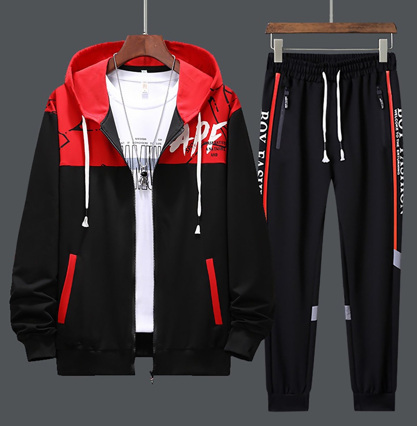 Printed Hooded Tracksuit For Men